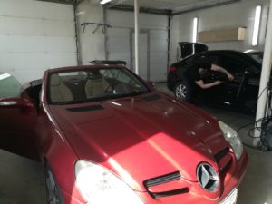 Ремонт вмятины Mercedes benz кабриолет